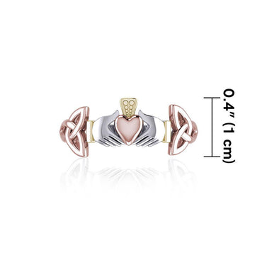 Irish Claddagh Trinity Knot Three Tone Ring OTR557 - Jewelry